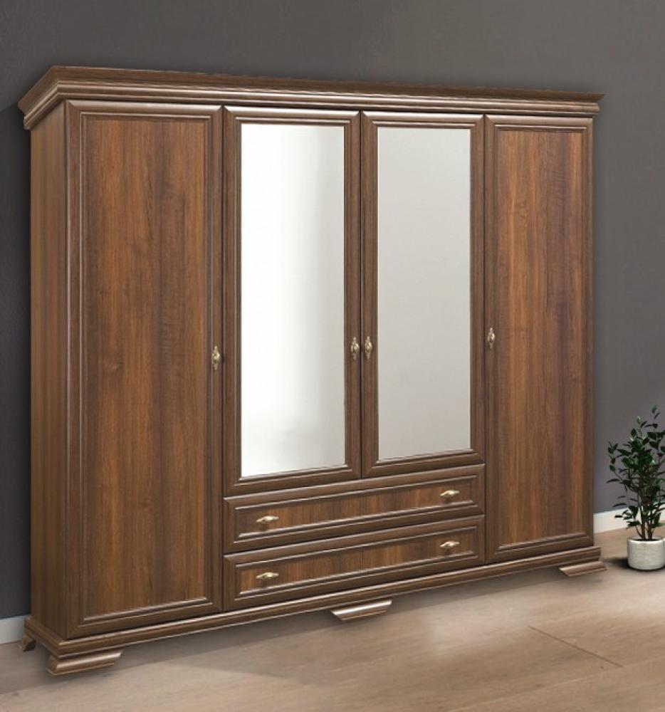 Kleiderschrank "Kora" Drehtürschrank 208cm 4-türig Spiegel samoa King rustikal Bild 1