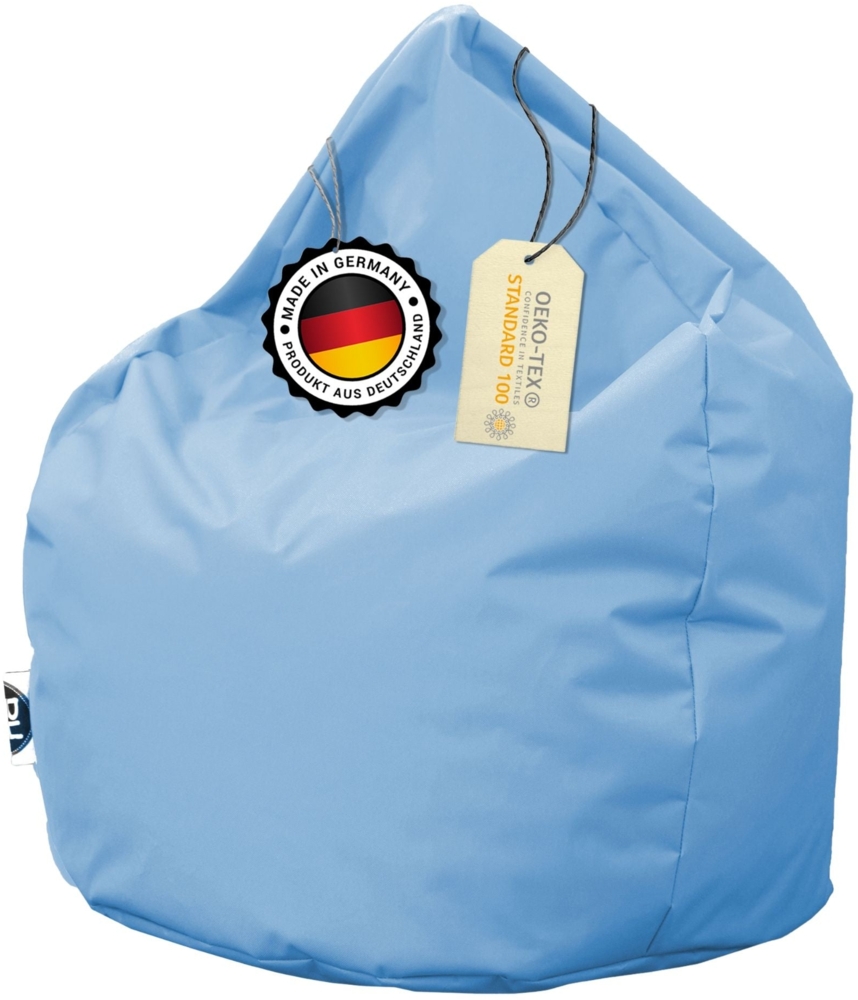 PATCH HOME Sitzsack Tropfenform – XXL – Hellblau, bequemer Sitzsack aus Luxus-Polyester-Gewebe, bereits befüllt Bild 1