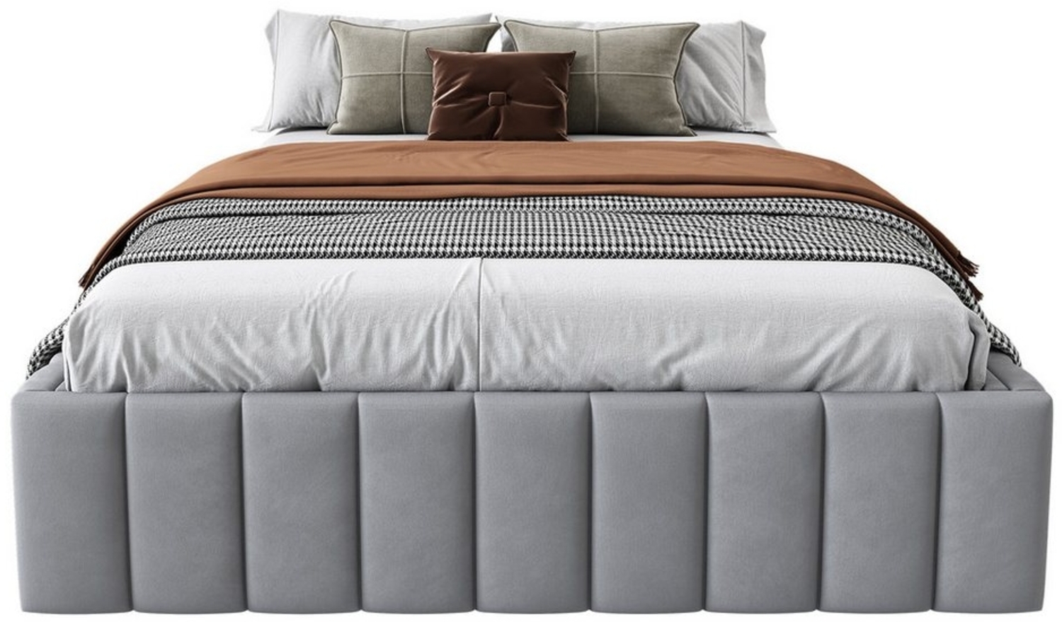 OKWISH Polsterbett Funktionsbett Stauraumbett Doppelbett Flachebett (mit Lattenrost Bettrahmen, Kein Kopfteil, minimalistisches Styling, 140 x 200 cm), ohne Matratze Bild 1