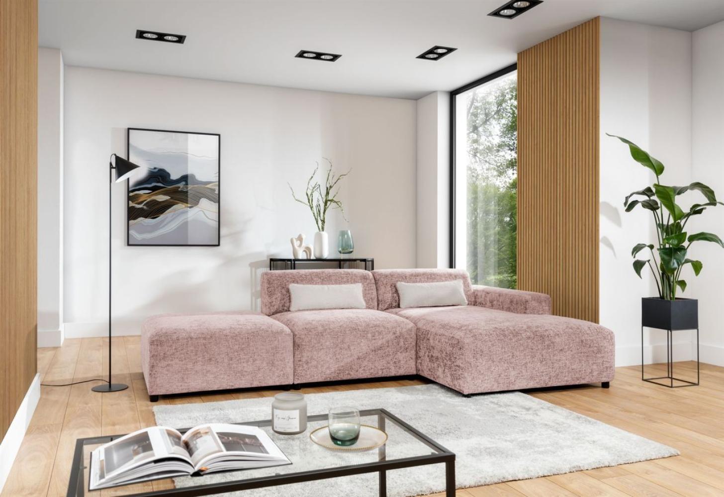 Ecksofa Designersofa ROMY in Stoff Enjoy Me Rosa Ottomane Rechts Bild 1