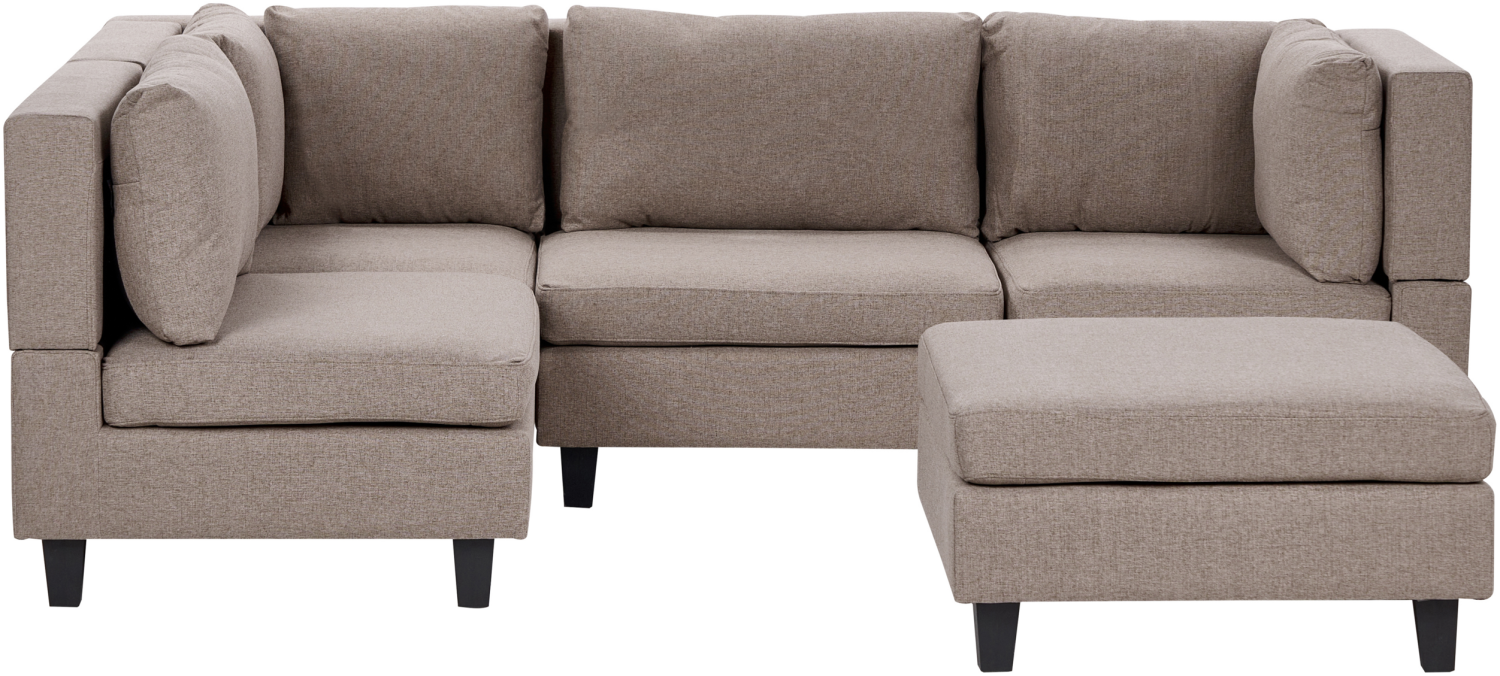 Beliani 'Unstad' Sofa, Braun, Stoff, 72 x 152 x 228 cm, mit Ottomane, Rechts Bild 1