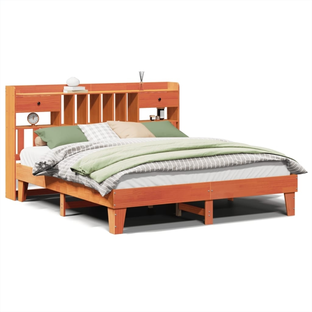 vidaXL Massivholzbett ohne Matratze Wachsbraun 180x200 Kiefernholz 3308836 Bild 1