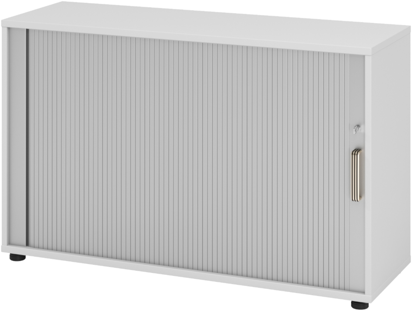 bümö Aktenschrank abschließbar mit Rollladen, Rollladenschrank für Ordner & Co. - Büroschrank mit Rollo, abschließbarer Ordnerschrank aus Holz in Grau/Silber mit Streifengriff, 1732S-5-S-SG Bild 1
