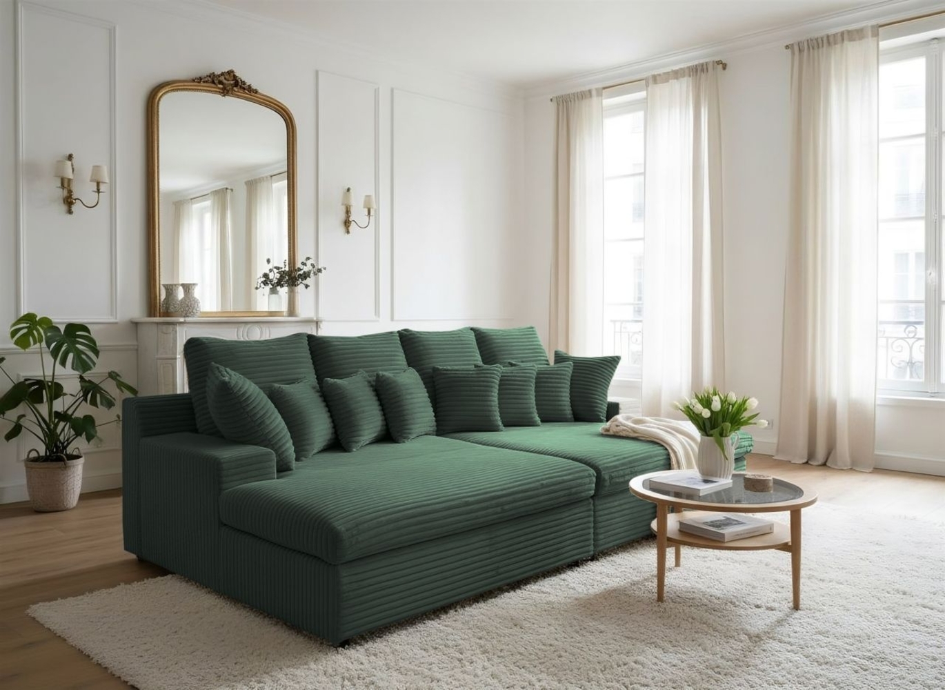 Bigsofa Couchgarnitur AROSA Megasofa in Stoff Tilia Dunkelgrün Bild 1