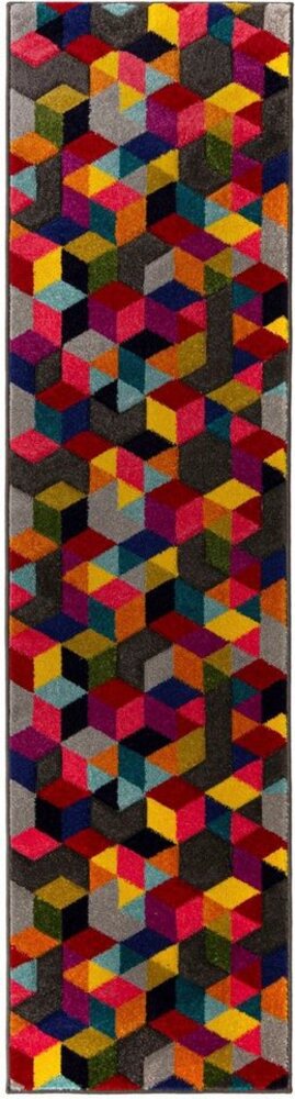 FLAIR RUGS Läufer Dynamic, rechteckig, Höhe: 10 mm, fußbodenheizungsgeeignet, Cube Muster, bunt, Wohnzimmer, Läufer Bild 1