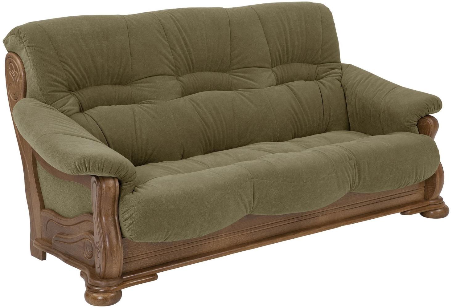 Sofa 3-Sitzer Katlin Bezug Flockstoff Eiche rustikal P43 / grün 22757 Bild 1