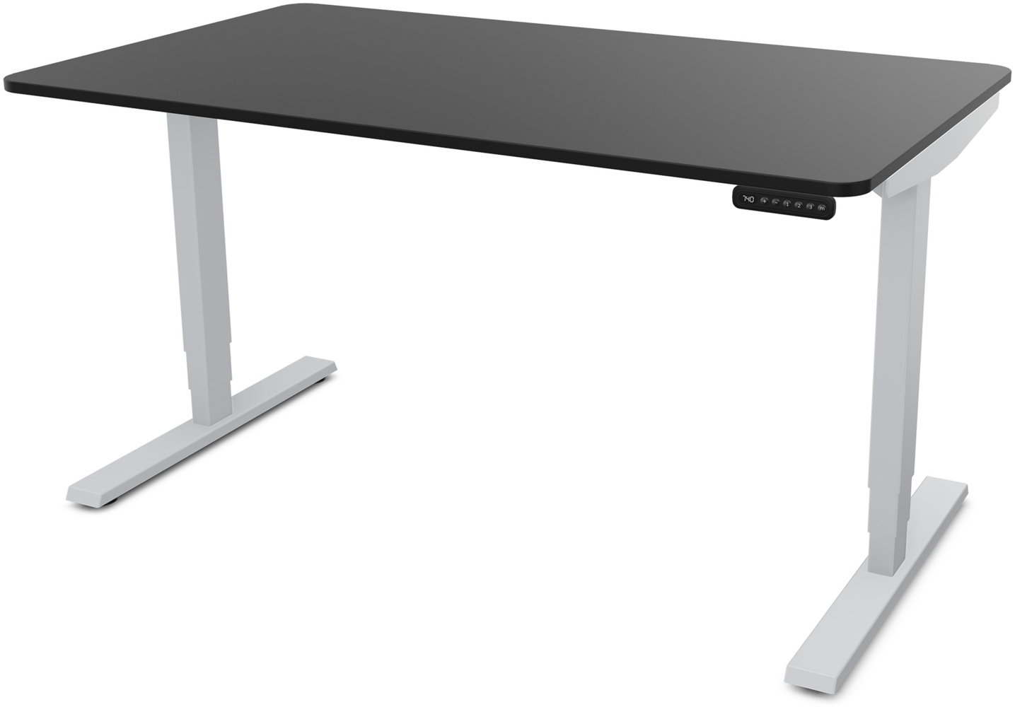 ASSMANN Elektrisch höhenverstellbarer Schreibtisch Y-Line Curved 120x70cm Schwarz Weißaluminium Metall Holz Bild 1