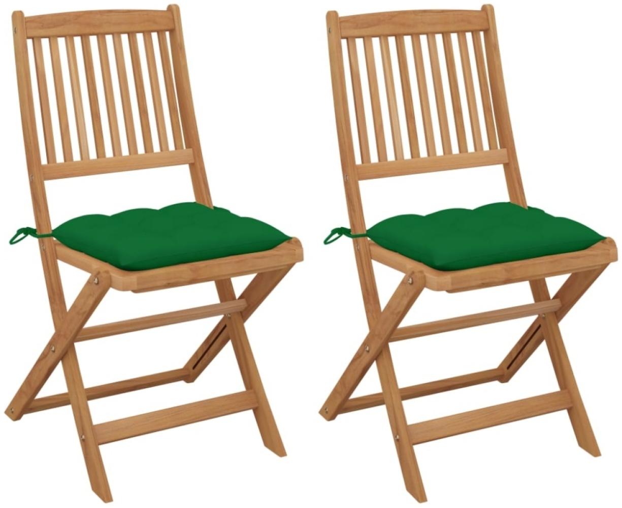 vidaXL Klappbare Gartenstühle 2 Stk. mit Kissen Massivholz Akazie 3064664 Bild 1