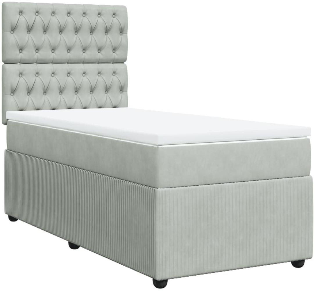 vidaXL Boxspringbett mit Matratze Hellgrau 100x200 cm Samt 3292268 Bild 1