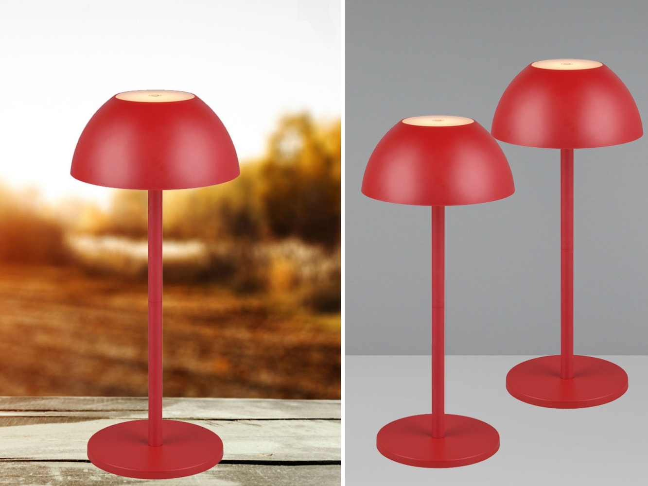 2er SET Akku LED Tischlampen kabellos für Innen & Außen, Rot - 30cm klein Bild 1
