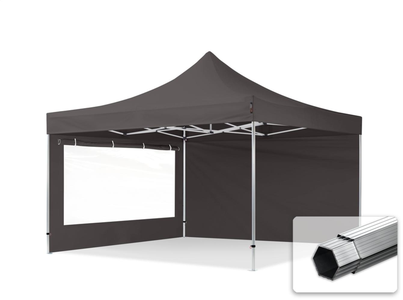 4x4 m Faltpavillon PROFESSIONAL Alu 40mm, Seitenteile mit Panoramafenstern, dunkelgrau Bild 1