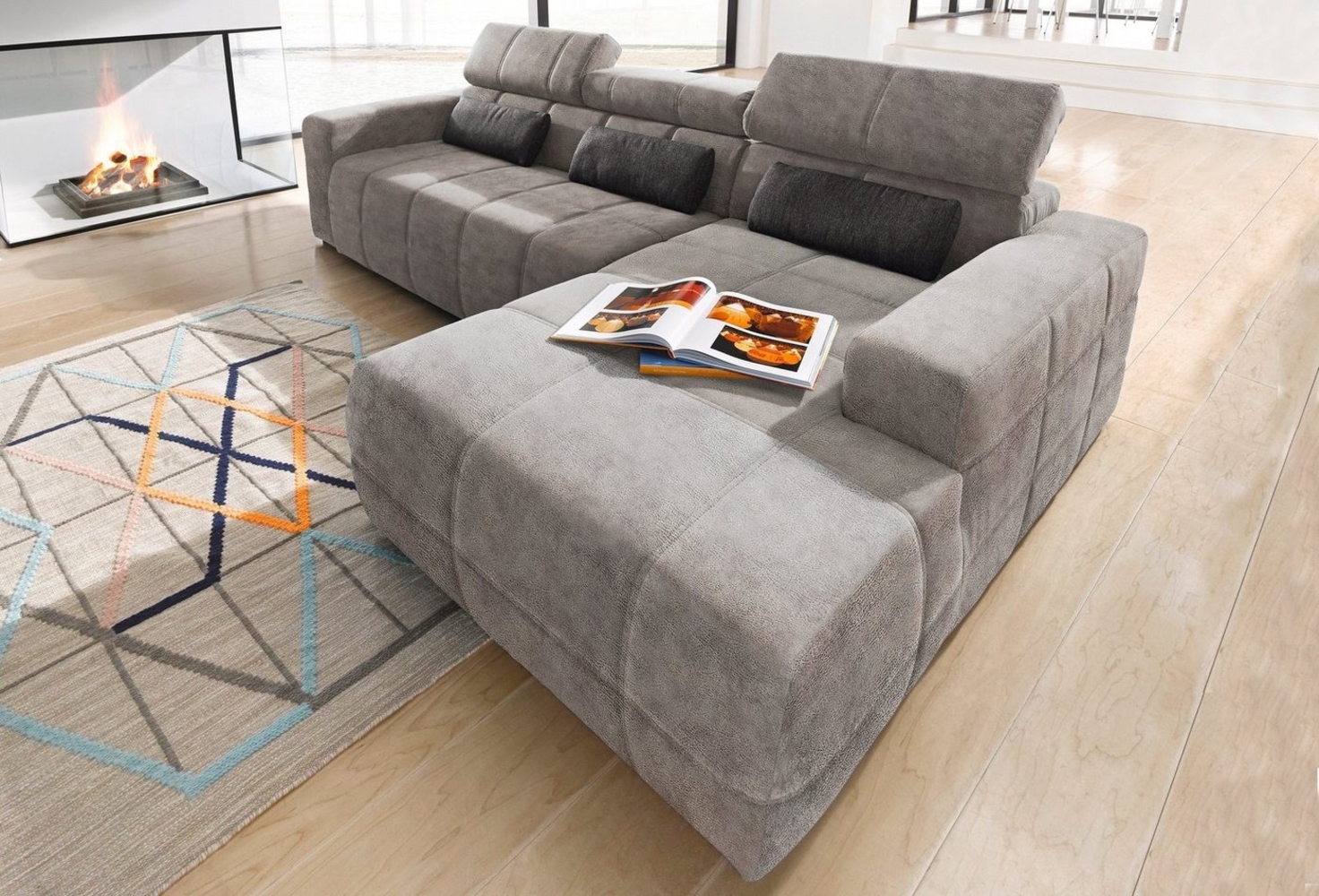 DOMO collection Ecksofa Brandon große Ausführung B/T/H: 289/177/80 cm, auch in Leder und Cord, mit Kopfteilverstellung, wahlweise Sitztiefenverstellung, L-Form Bild 1