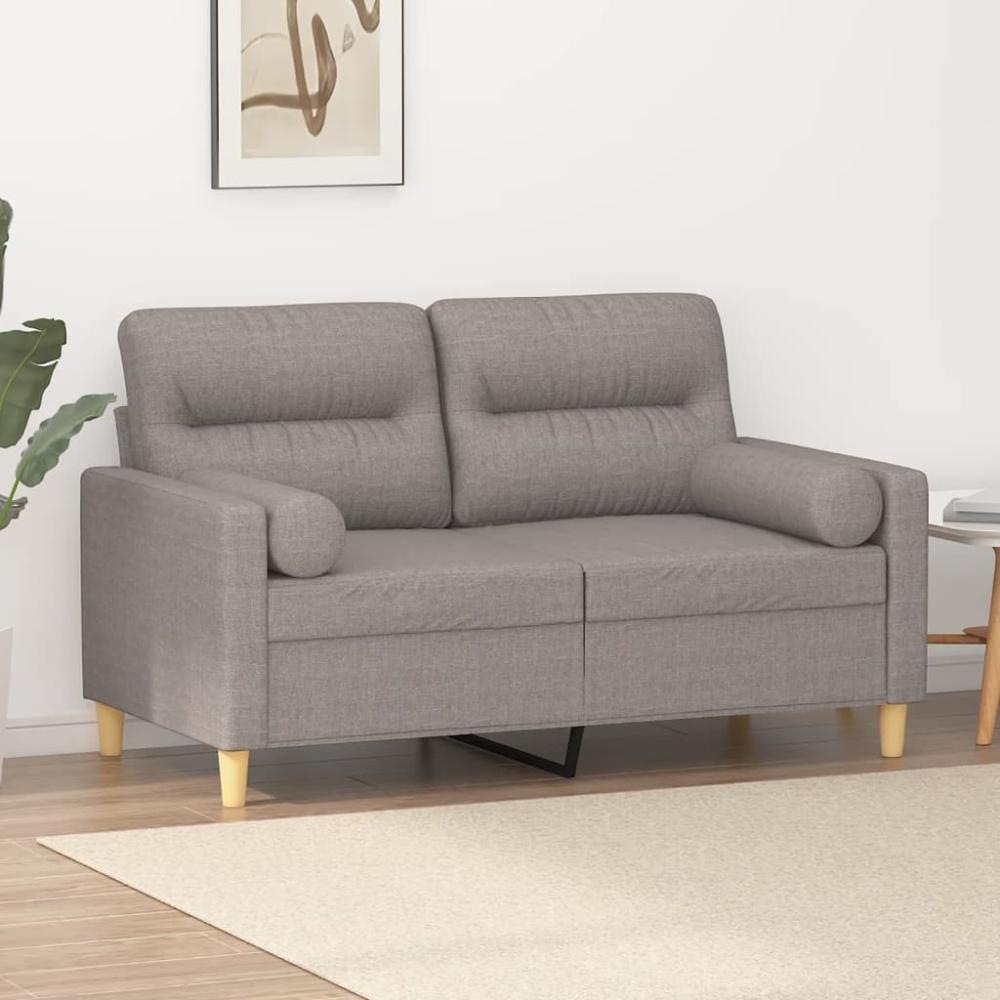 vidaXL 2-Sitzer-Sofa mit Zierkissen Taupe 120 cm Stoff 3200820 Bild 1