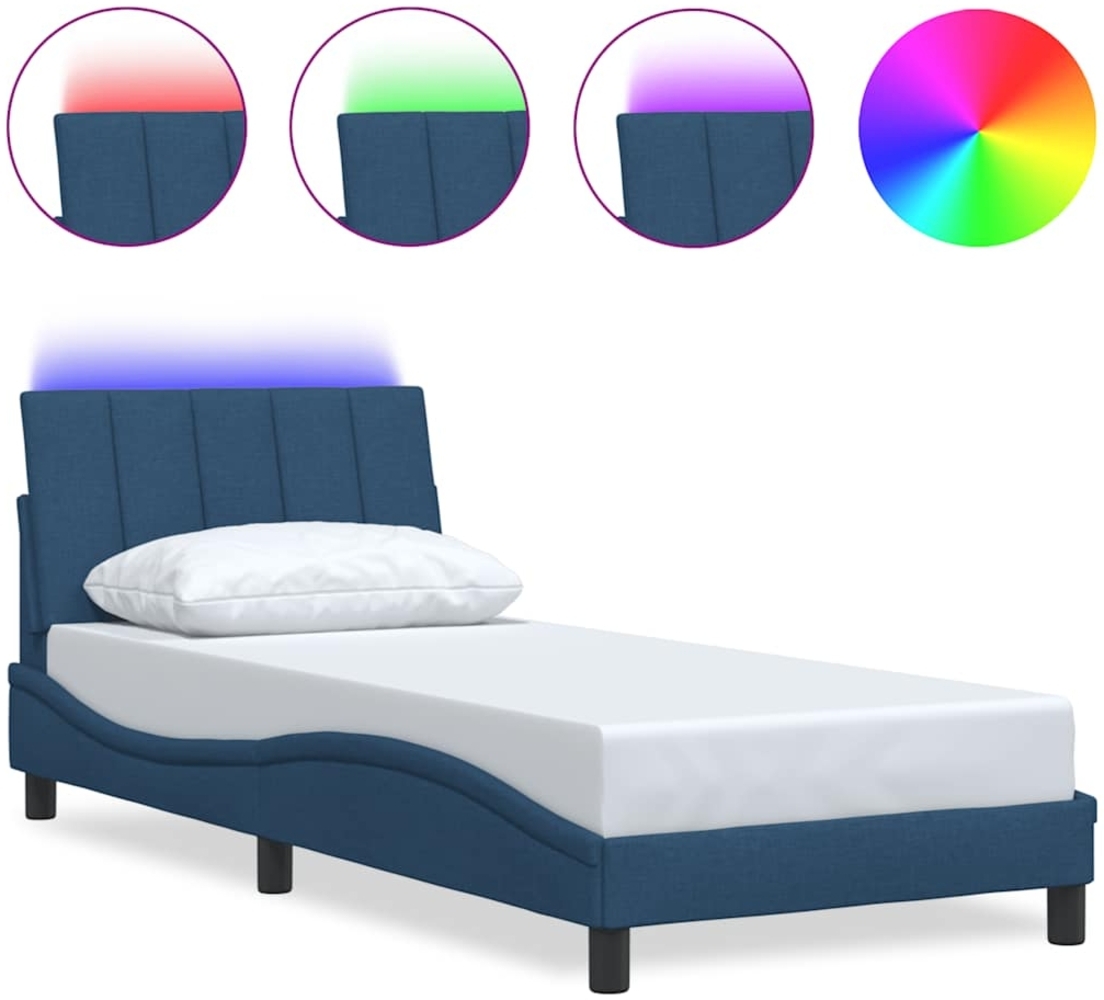 vidaXL Bettgestell ohne Matratze "Hanko" Blau 80x200 cm Stoff 3310425 Bild 1