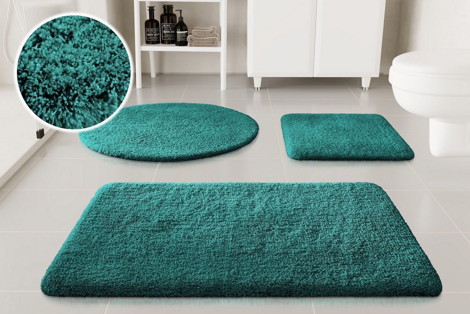 OTTO home Badematte Kaarin, Höhe 30 mm, rutschhemmend beschichtet, schnell trocknend, Polyester, rechteckig, Badteppich, getuftet, flauschig, hochflor, große Farbauswahl Bild 1