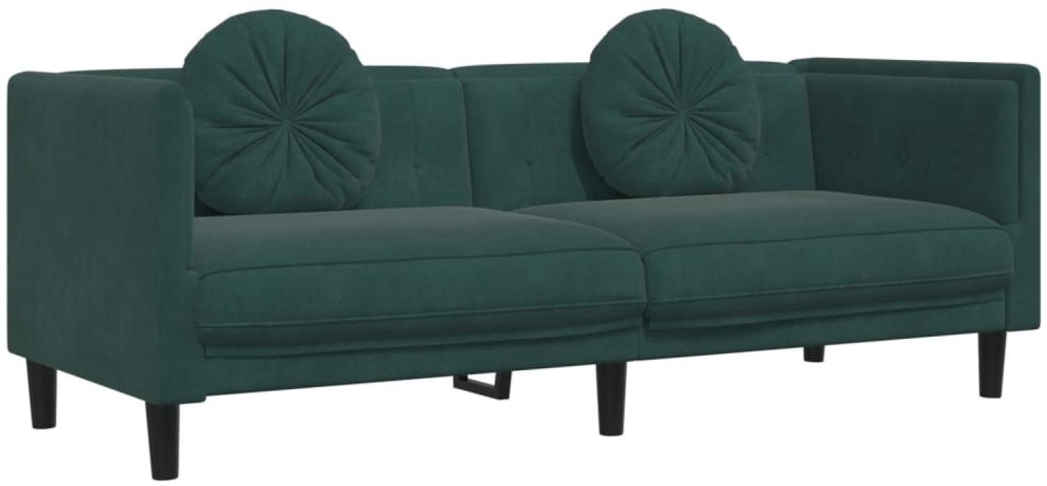 vidaXL Sofa mit Kissen 3-Sitzer Dunkelgrün Samt 372644 Bild 1