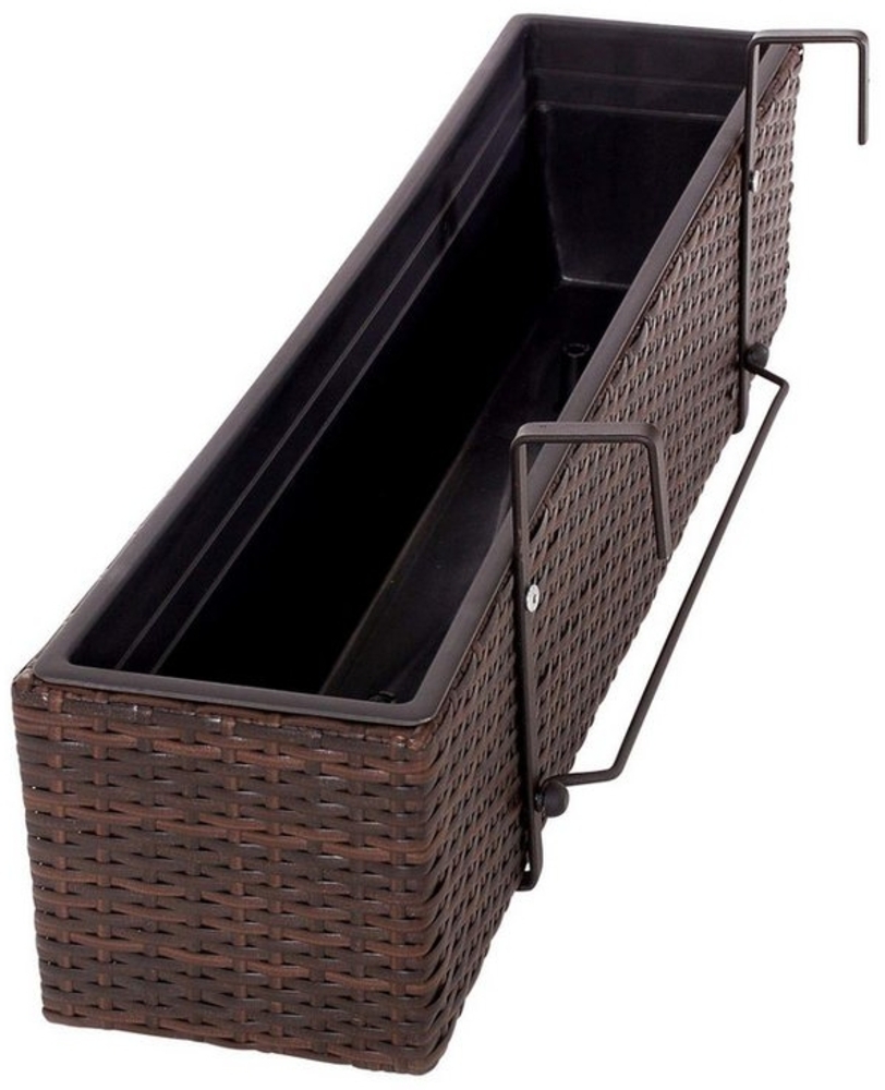 VIVANNO Balkonkasten Polyrattan BALKONI Kasten, Braun Geflochten 80x19x20 cm Bild 1