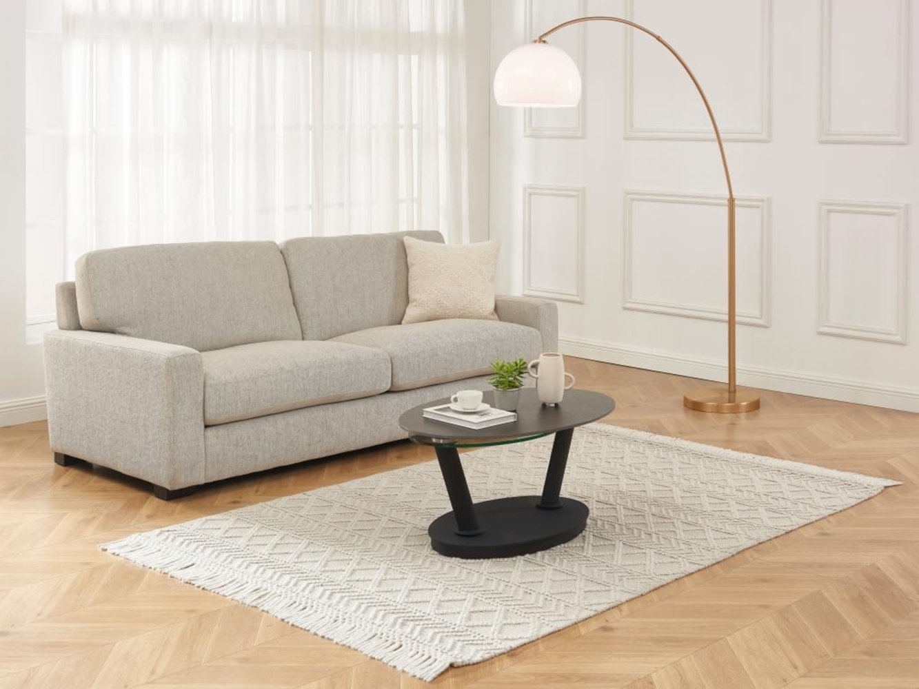 Vente-unique - Couchtisch mit drehbaren Tischplatten - Keramik, Sicherheitsglas & Metall - Anthrazit & Schwarz - TANIOLI von Maison Céphy Bild 1