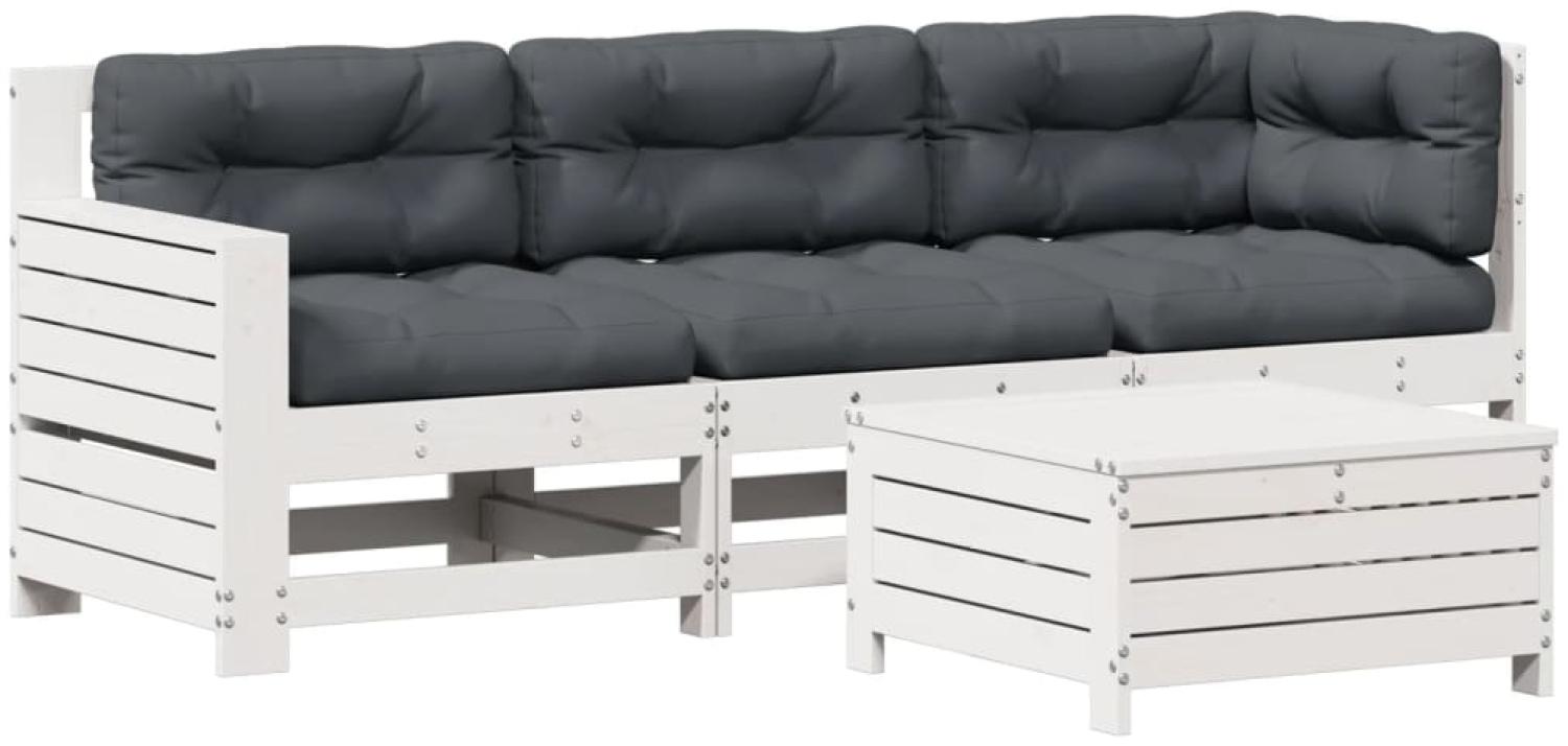 vidaXL 4-tlg. Garten-Lounge-Set mit Kissen Weiß Massivholz Kiefer 3250773 Bild 1