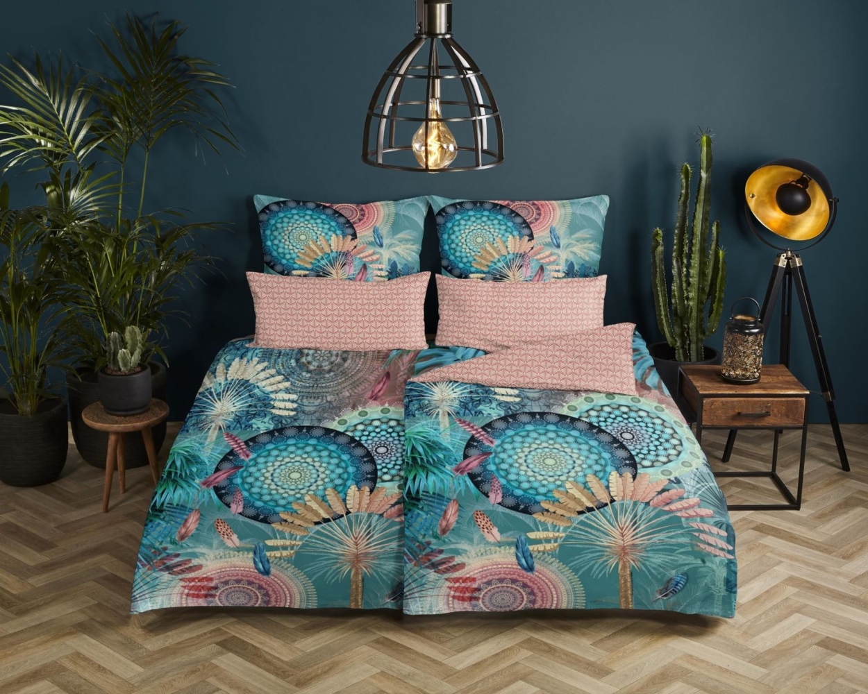 hip Mako Satin Bettwäsche 3 teilig Bettbezug 200x200 cm Kopfkissenbezug 80x80 cm Kanya 7178.99.13 Multi Bild 1