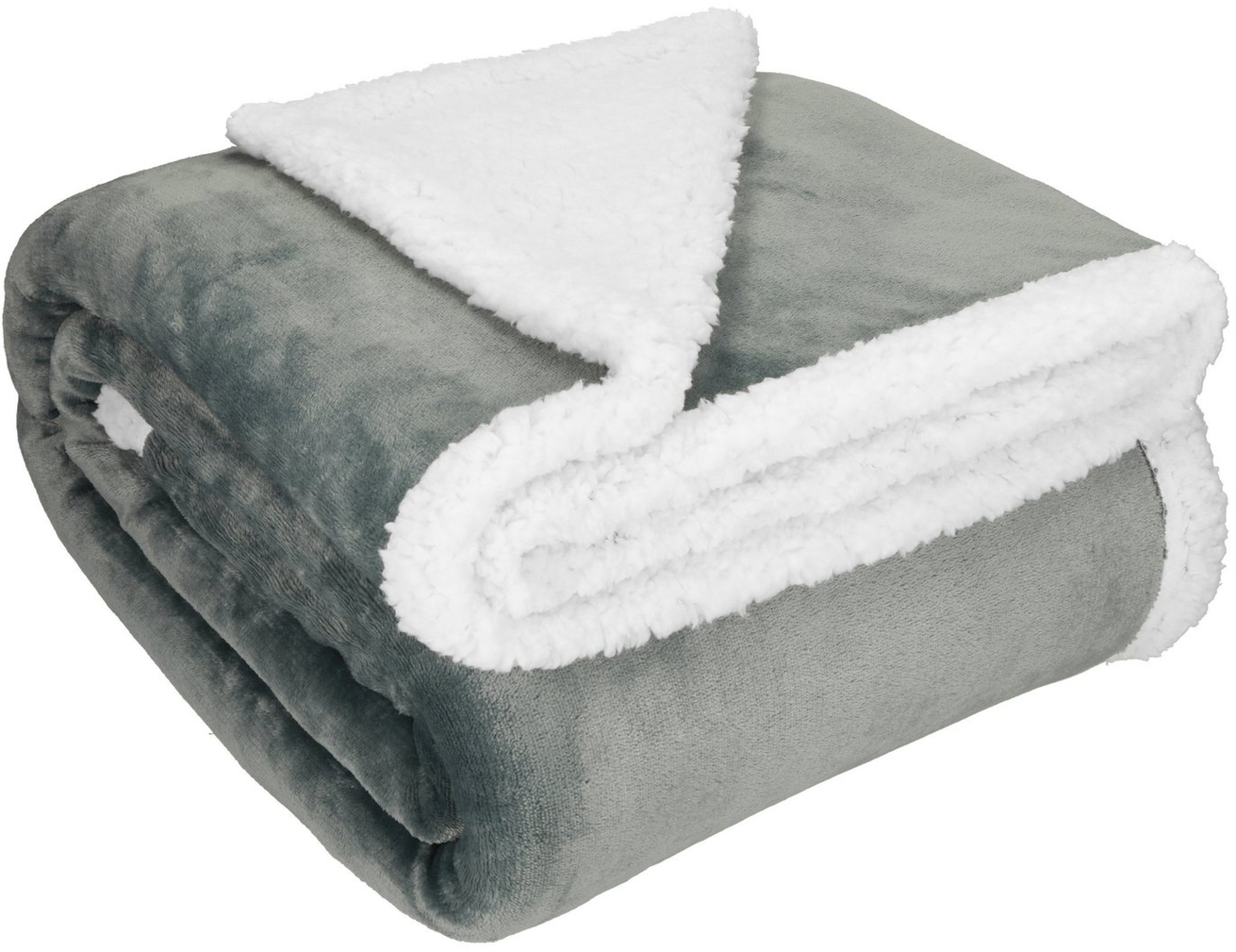 Betz Luxus Flanell Kuscheldecke Wohndecke XXL Verona Sherpa Größe 150x200 cm Farbe Silber Bild 1