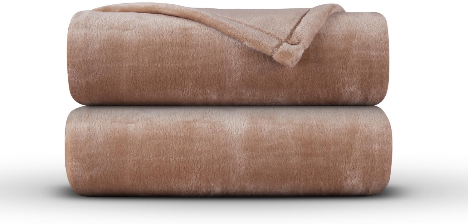 Kuscheldecke "Mirabella" - hochwertige Flauschige Decke, Cashmere Touch, 220 x 240 cm - Nougat Bild 1