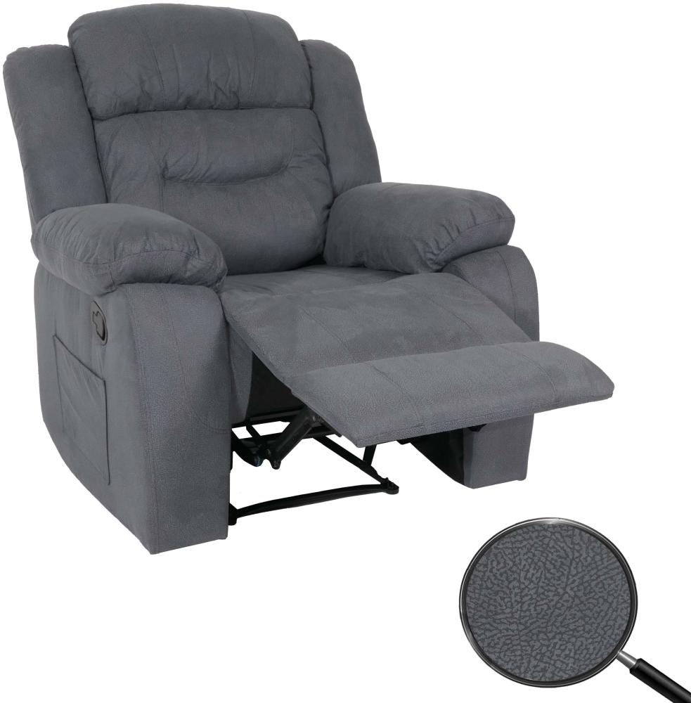 Fernsehsessel HWC-J57, XXL Relaxsessel TV-Liegesessel Nosagfederung Wildleder-Optik Stoff/Textil bis 200kg ~ graublau Bild 1