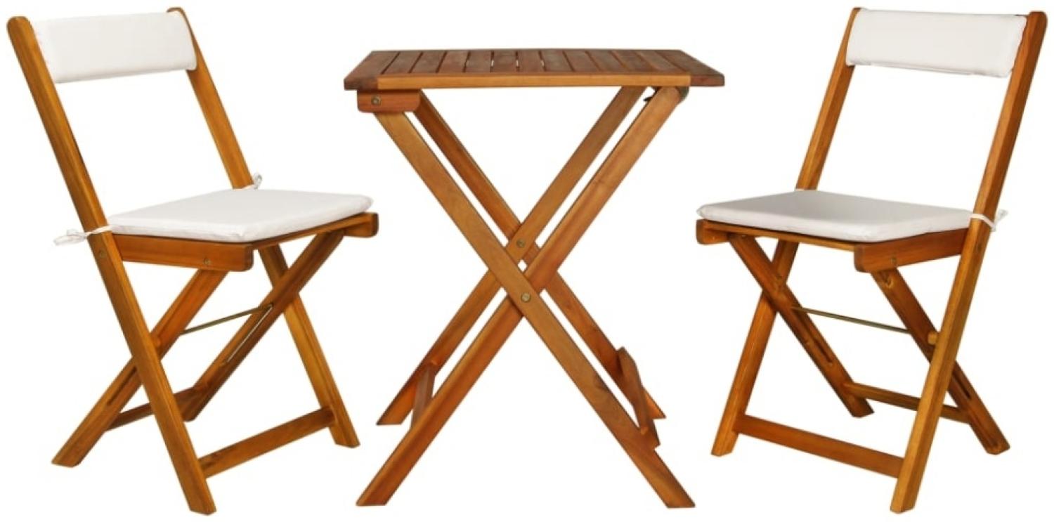 vidaXL 3-tlg. Bistro-Set Klappbar mit Auflagen Massivholz Akazie 44014 Bild 1