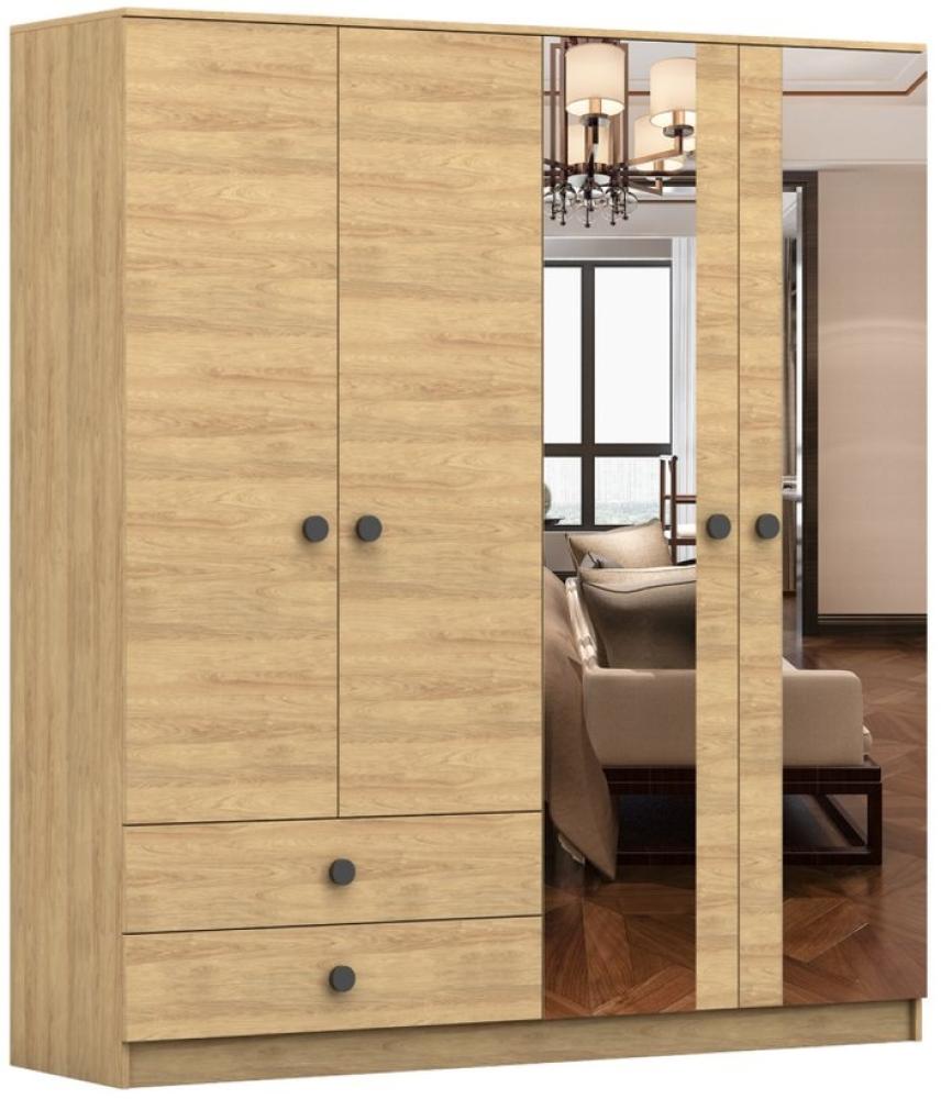 MOEBLO Drehtürenschrank LAUX 180 (Kleiderschrank 4-türig Schrank Garderobe Schlafzimmer, mit Spiegel und Schubladen) (B x H x T): 180x205x52,50cm Bild 1