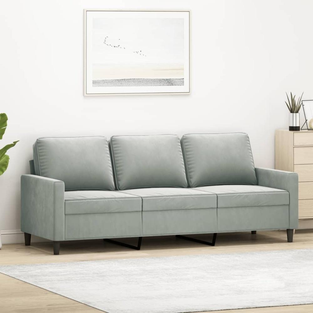 vidaXL 3-Sitzer-Sofa Hellgrau 180 cm Samt 359209 Bild 1