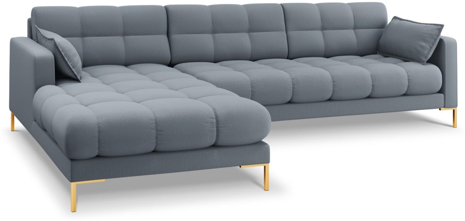 Micadoni 5-Sitzer Ecke links Sofa Mamaia | Bezug Light Blue | Beinfarbe Gold Metal Bild 1