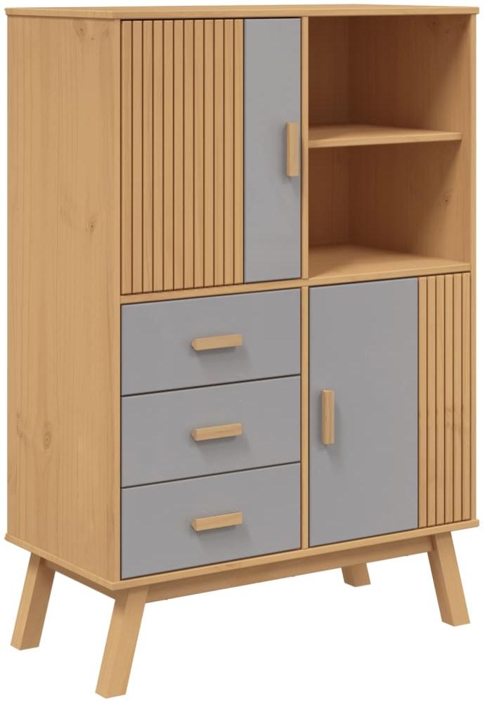 vidaXL Highboard OLDEN Grau und Braun 85x43x125 cm Massivholz Kiefer 358616 Bild 1