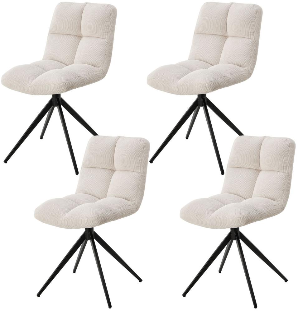 Juskys Drehstuhl Dallas 4er Set - Esszimmerstühle drehbar, Stoff Bezug - Stuhl bis 120 kg belastbar - Stühle Esszimmer, Esszimmerstuhl Cord Beige Bild 1