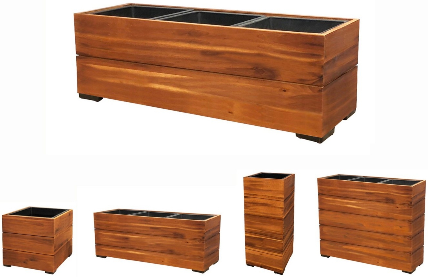 dasmöbelwerk Pflanzkübel Pflanzgefäß Colorado 1 Pflanzkasten Blumenkasten Akazienholz Bild 1