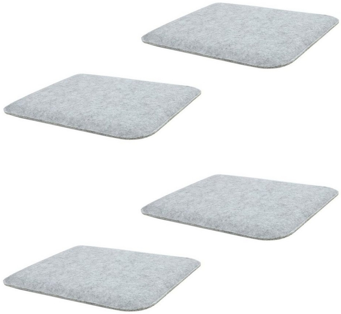 IDIMEX Sitzkissen GRACE, Rutschfeste Stuhlkissen im 4er Set, Stuhlauflagen gepolstert Filz grau Bild 1