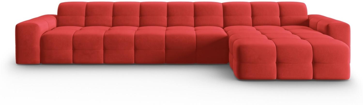 Micadoni 5-Sitzer Samtstoff Ecke rechts Sofa Kendal | Bezug Red | Beinfarbe Black Beech Wood Bild 1