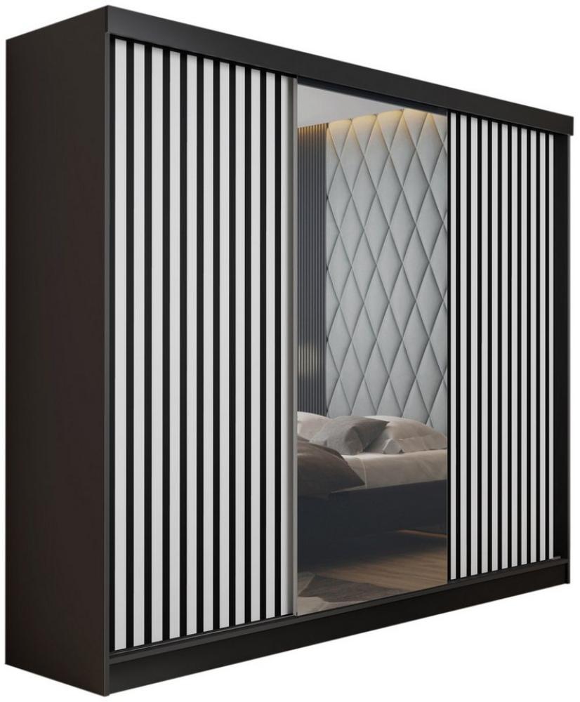 Compleo Schwebetürenschrank mit Spiegel, Breite: 200 cm, Modern design, Lamellen Bild 1