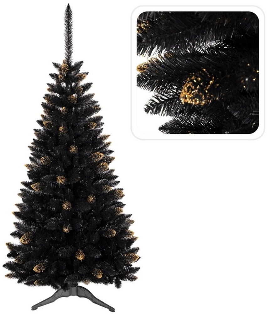 Sarcia. eu Künstlicher Weihnachtsbaum Schwarzer künstlicher Weihnachtsbaum Fichte Ghana PVC, gold 180cm Bild 1