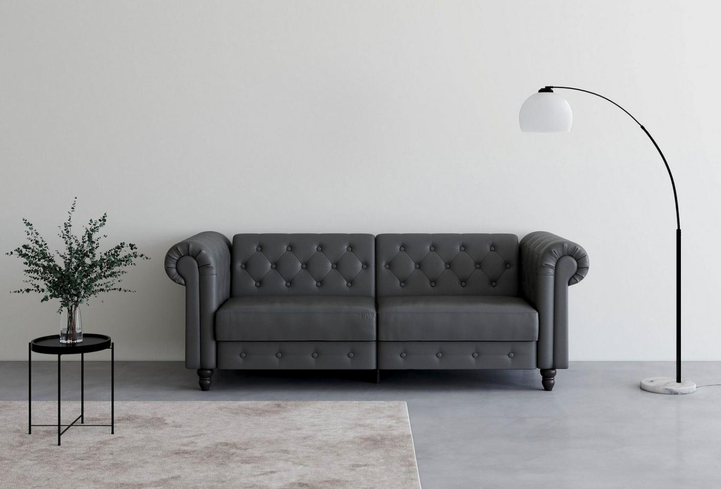 Dorel Home 3-Sitzer Felix, Schlafsofa 236 cm, (Liegefläche 108x190cm), Rückenlehne, 3-fach verstellbar, Velours, Kunstleder, Luxus-Microfaser Vintage Bild 1