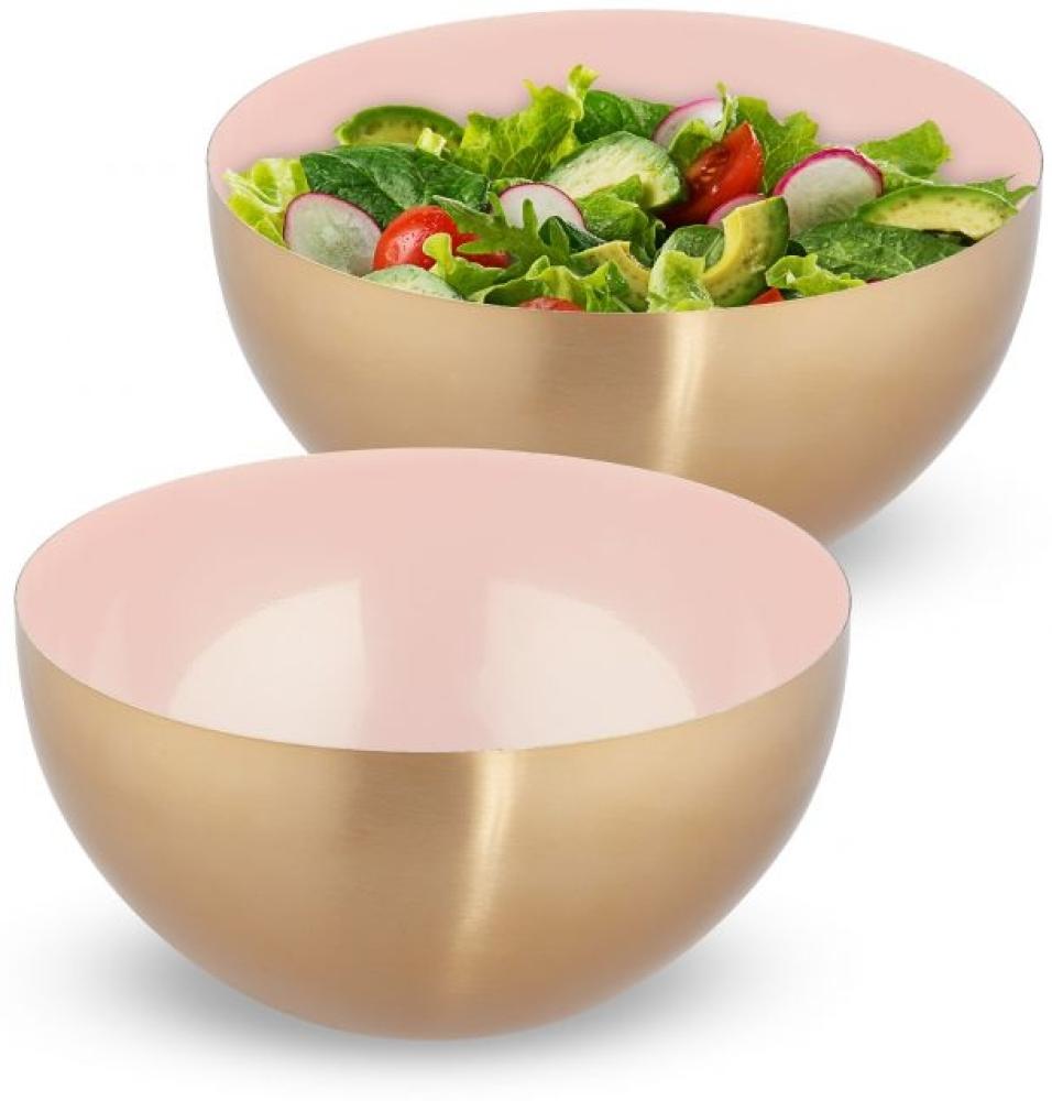 2 x Edelstahl Salatschüssel rosa/gold Bild 1