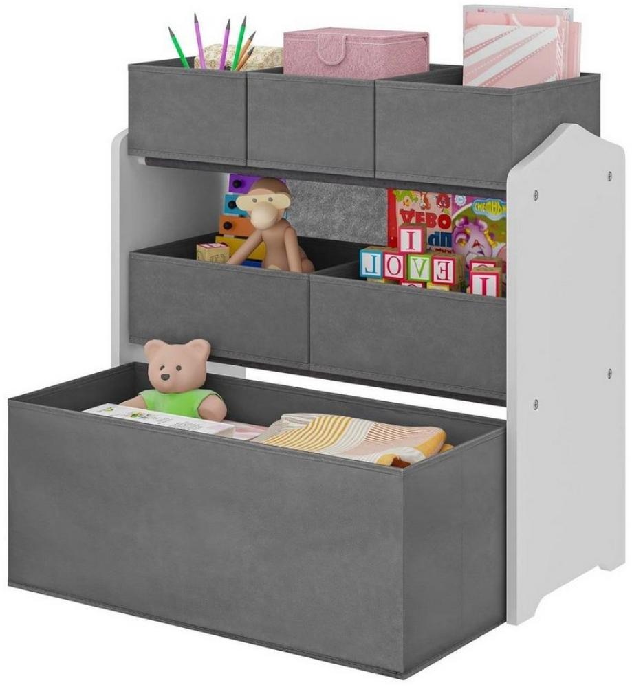 EUGAD Kinderregal, 1-tlg, Aufbewahrungsboxen aus MDF Vliesstoff, Weiß+Grau Bild 1