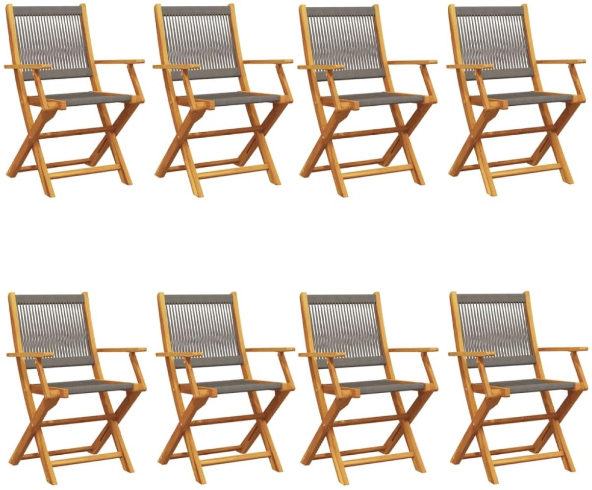 vidaXL Gartenstühle 8 Stk. Klappbar Grau Massivholz Akazie 3214570 Bild 1