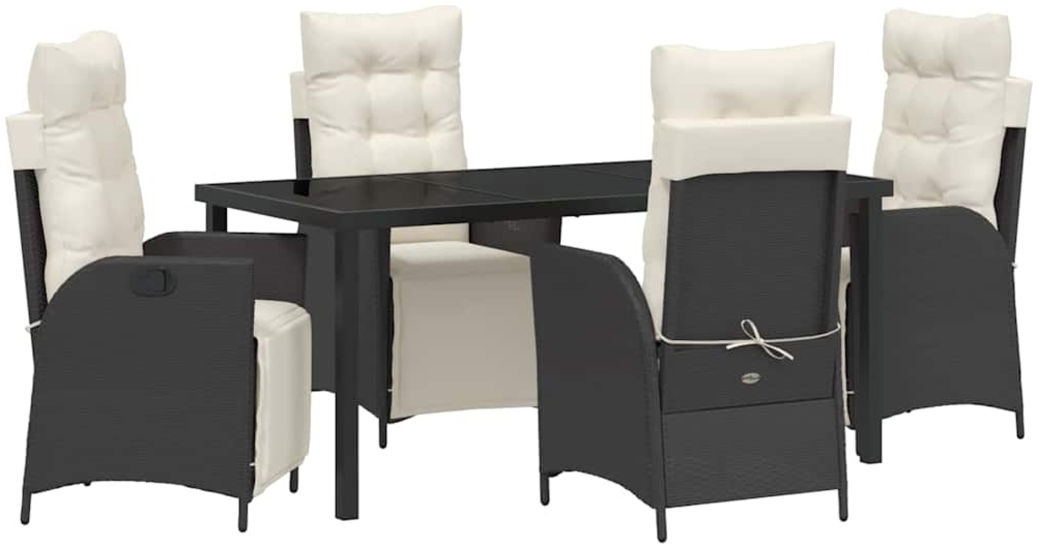 vidaXL Garten Essgruppe 5 pcs Schwarz Poly Rattan 3380529 Bild 1