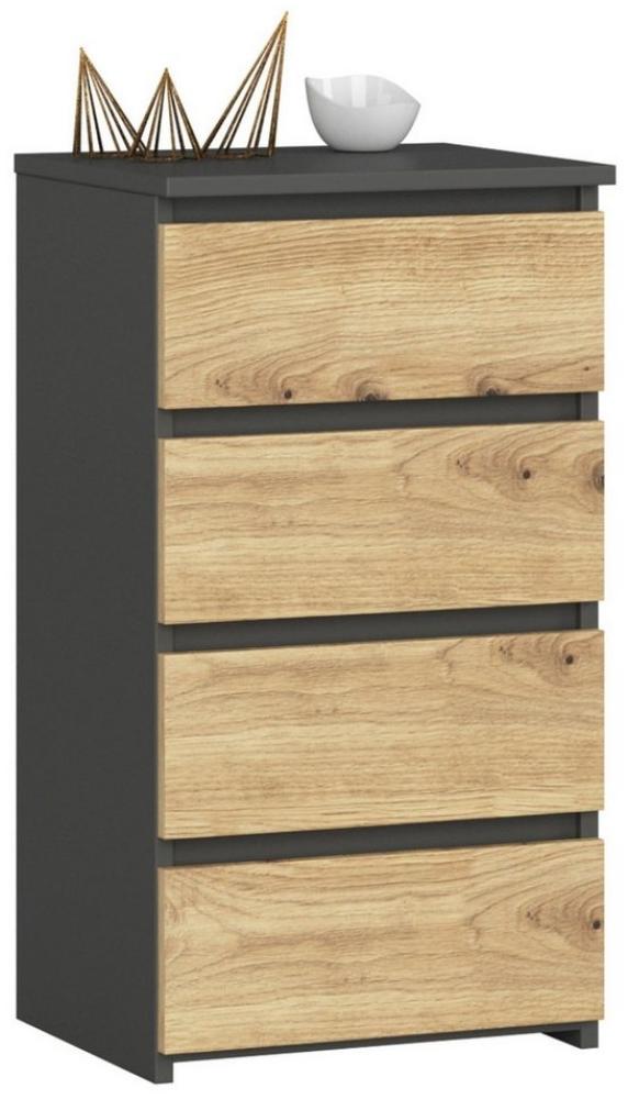 Home Collective Kommode 40 cm breit Holz Highboard Sideboard für Flur Schlafzimmer Wohnzimmer (Mehrzweckschrank Schrank schmal Kommode Schlafzimmer mit Schubladen), Kinderzimmer Organizer, 73 cm hoch, 4 Schubladen graphit-Artisan Eiche Bild 1