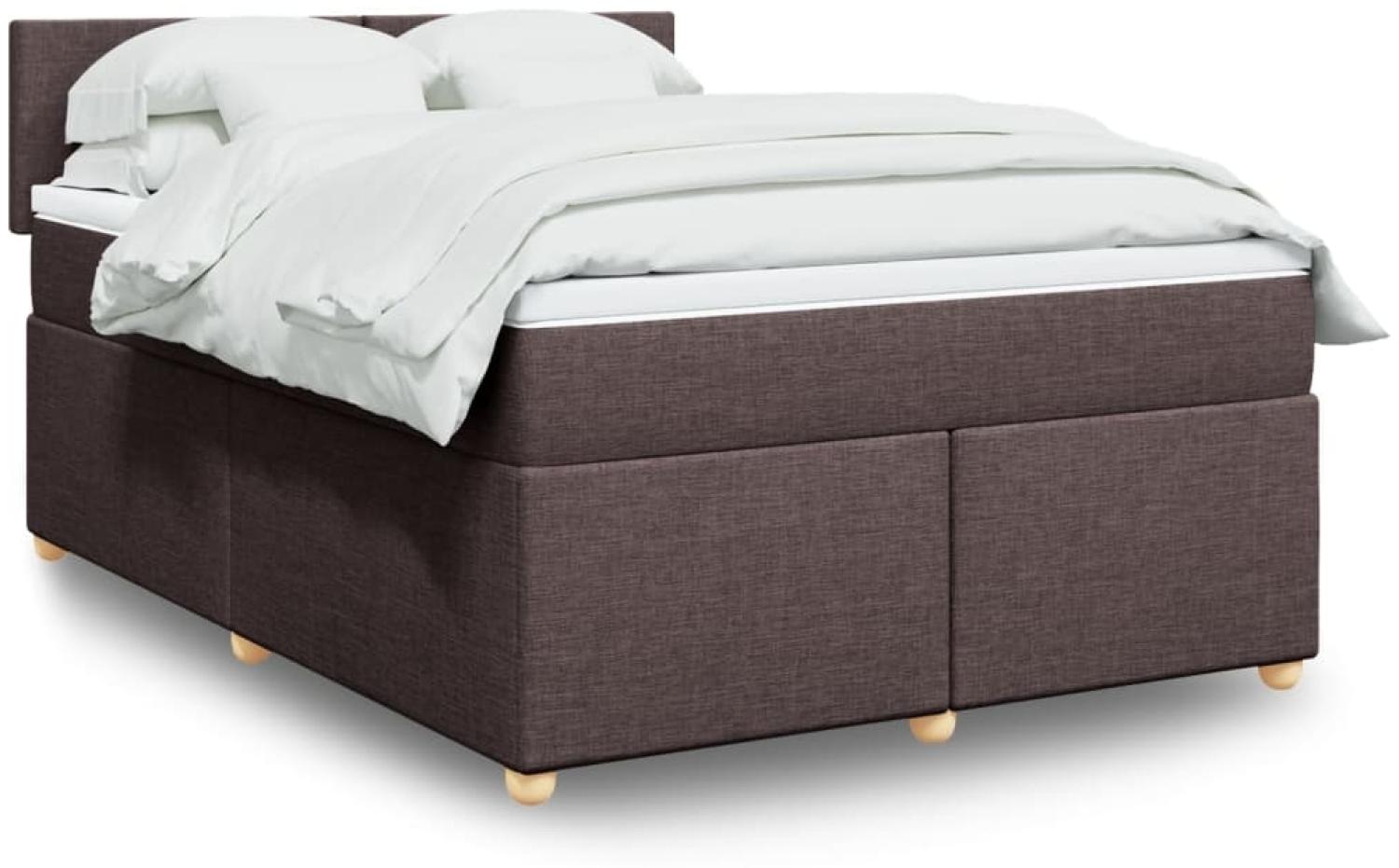 vidaXL Boxspringbett mit Matratze Dunkelbraun 140x200 cm Stoff 3288999 Bild 1