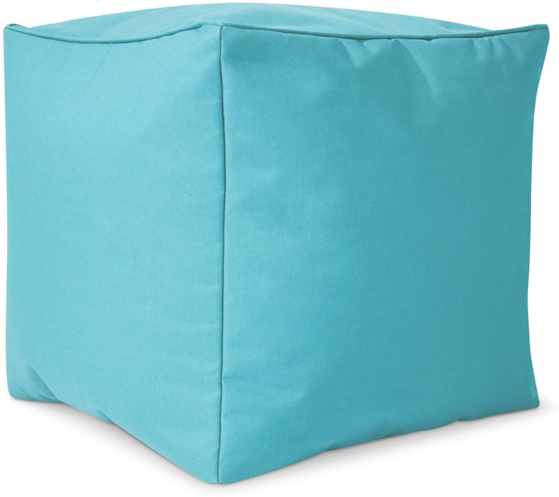 Green Bean® Sitzsack-Hocker 40x40x40cm mit EPS-Perlen Füllung - Sitz-Pouf für Sitzsäcke - Sitzhocker für Kinder und Erwachsene - Türkis Bild 1