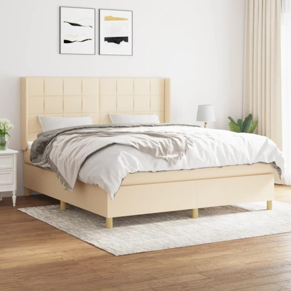 Boxspringbett mit Matratze Creme 180x200 cm Stoff (Farbe: Creme) Bild 1