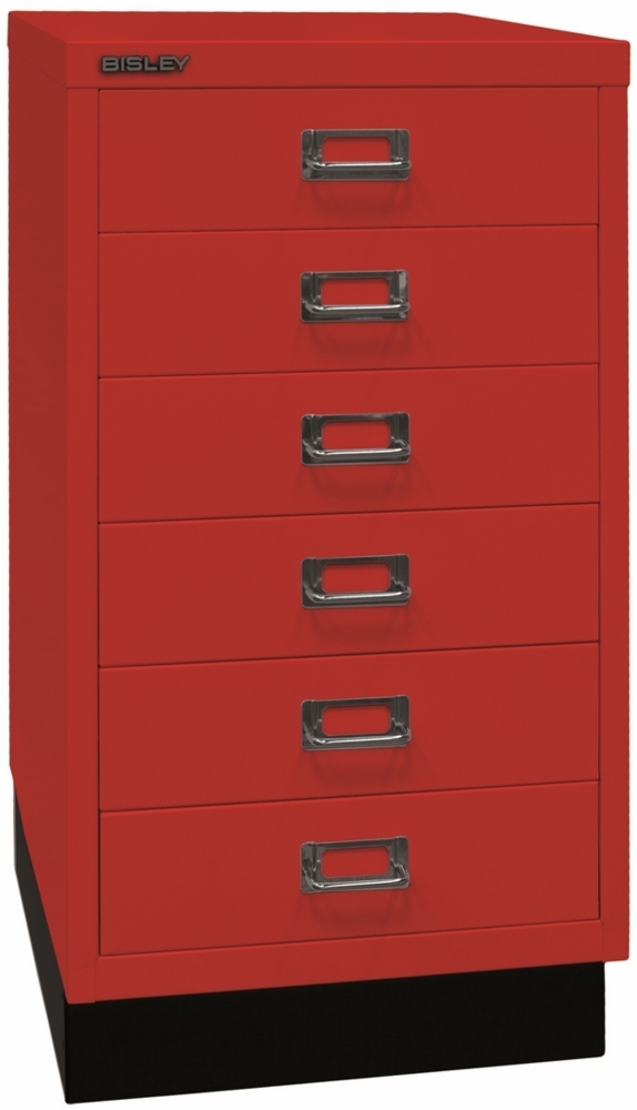 BISLEY Schubladenschrank aus Metall DIN A3 in kardinalrot mit 6 Schubladen und Sockel Werkzeugschrank Metallschrank, L29A36S-670 Bild 1