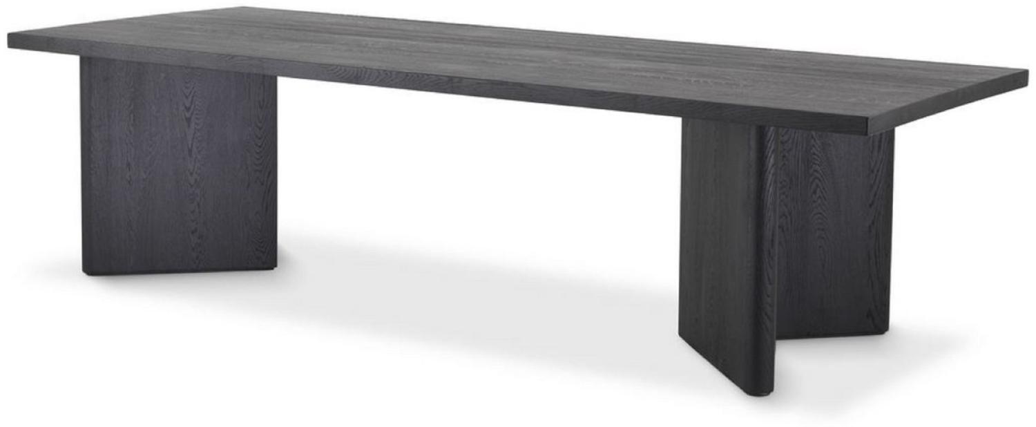 Casa Padrino Luxus Massivholz Esstisch Schwarz 280 x 110,5 x H. 76 cm - Rechteckiger Eichenholz Küchentisch - Luxus Massivholz Esszimmer Möbel Bild 1