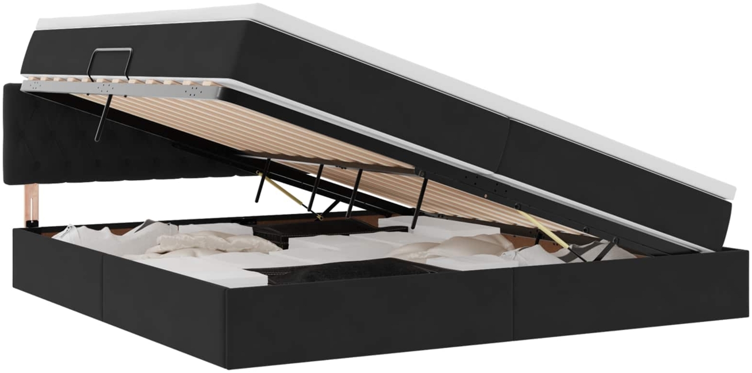 vidaXL Aufbewahrungsbett mit Matratze Schwarz 200x200 cm Samt 3370841 Bild 1